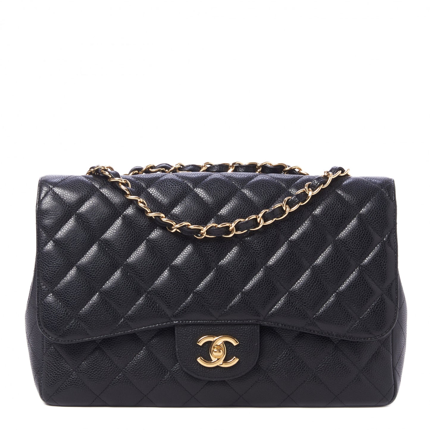 Caviar Quilted Jumbo Single Flap Black