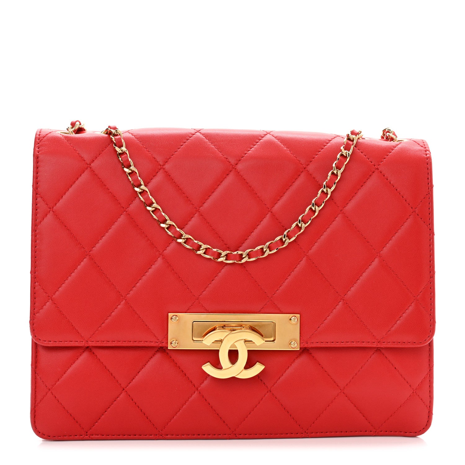 Chanel Lambskin Quilted Medium Golden Class Flap Red 1 of 10