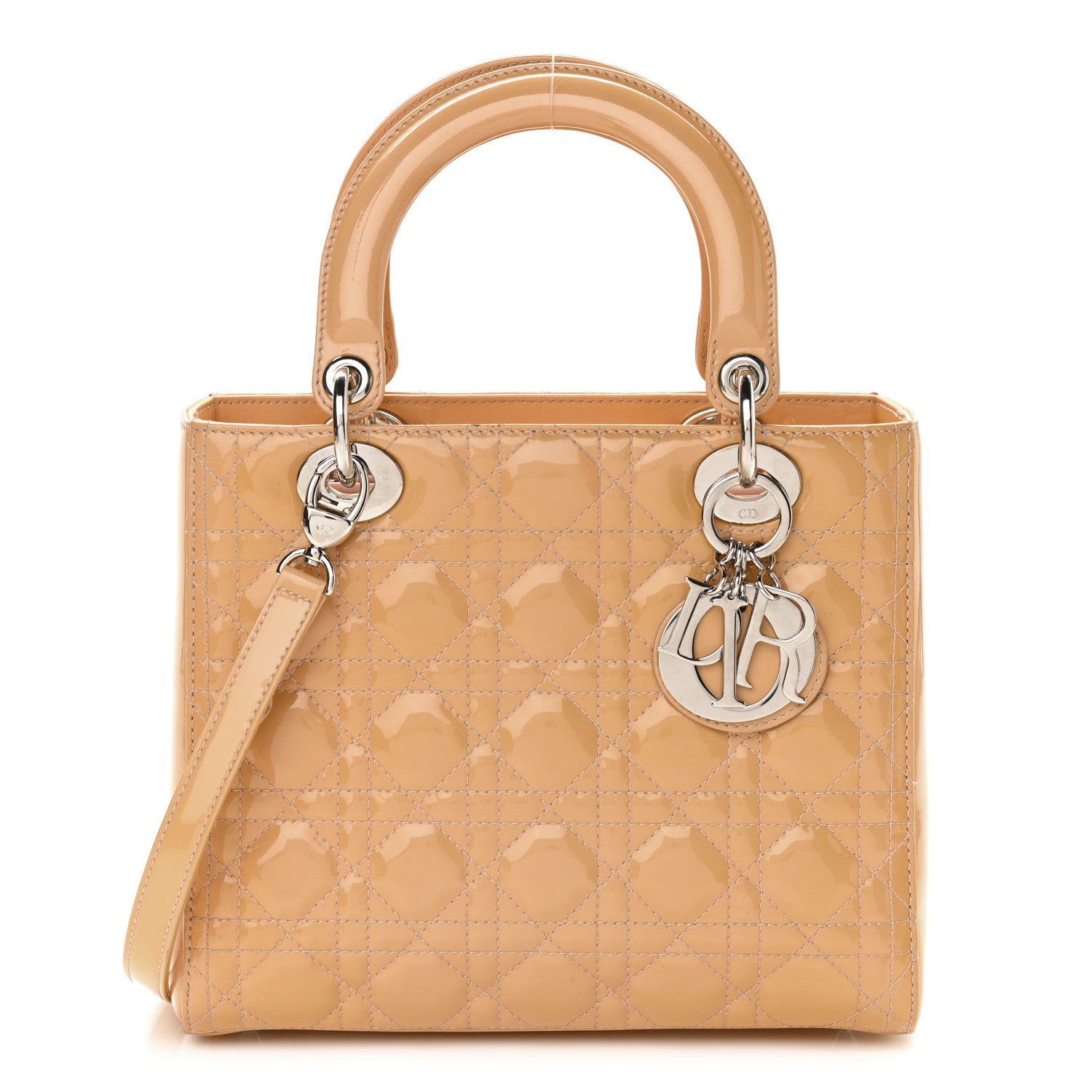 Christian Dior Patent Cannage Medium Lady Dior Beige 1 of 13
