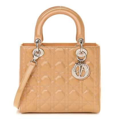 Christian Dior Patent Cannage Medium Lady Dior Beige 1 of 13