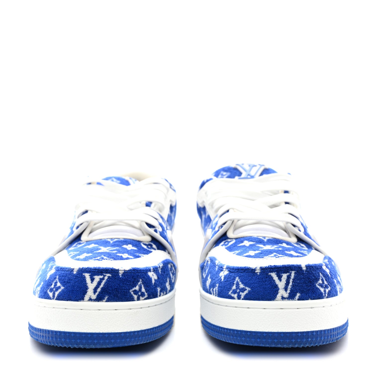 Louis Vuitton Jacquard Velvet Monogram Mens LV Trainer Sneakers 9.5 Blue 2 of 8