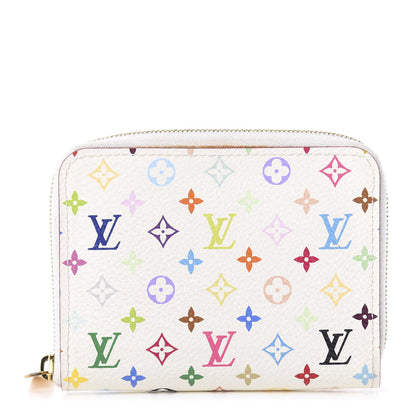 Louis Vuitton Monogram Multicolor Zippy Coin Purse Wallet White Litchi 1 of 8