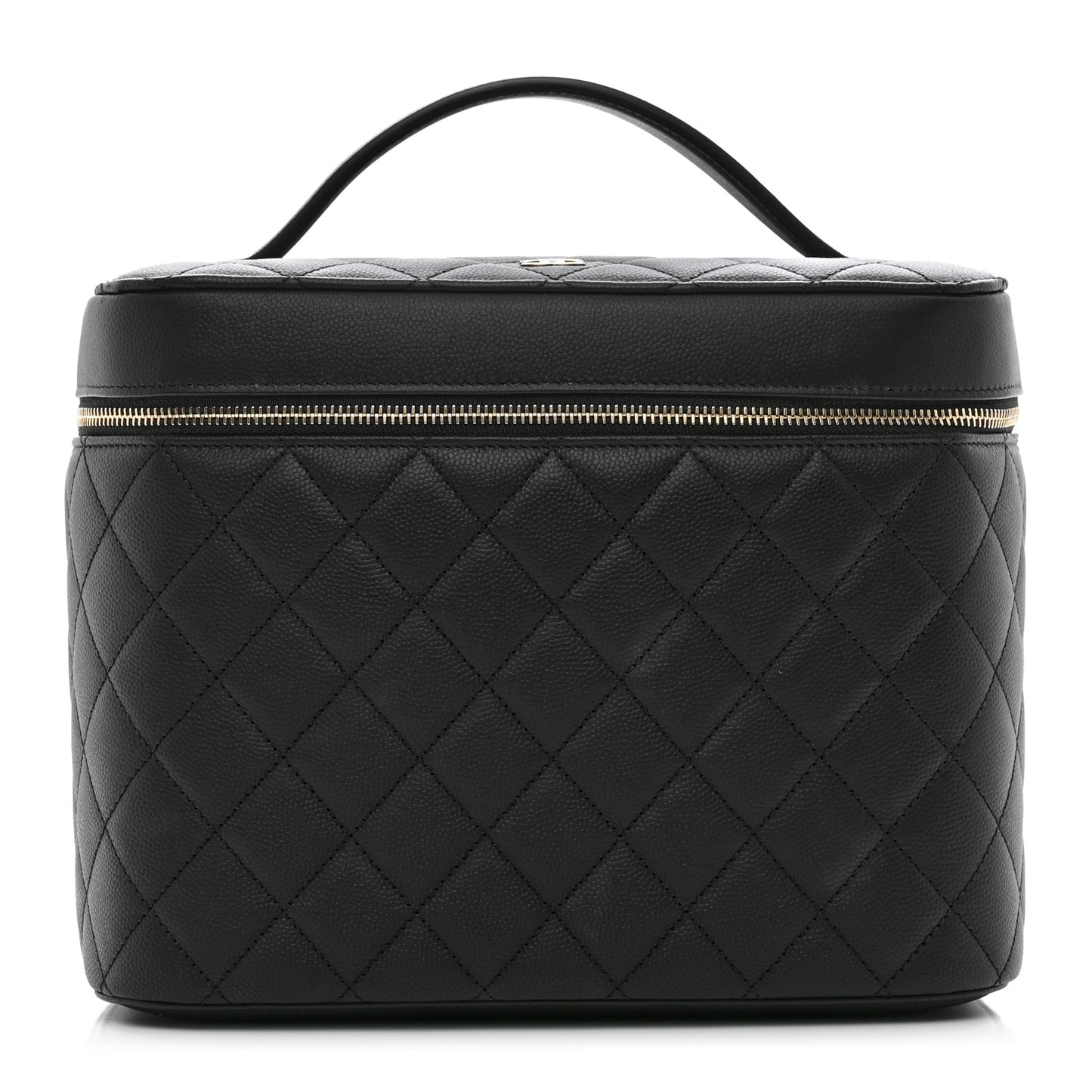 Caviar Quilted Large Vanity Pouch Black