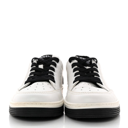 Chanel Calfskin Womens Logo Sneakers 39 Black White 2 of 11
