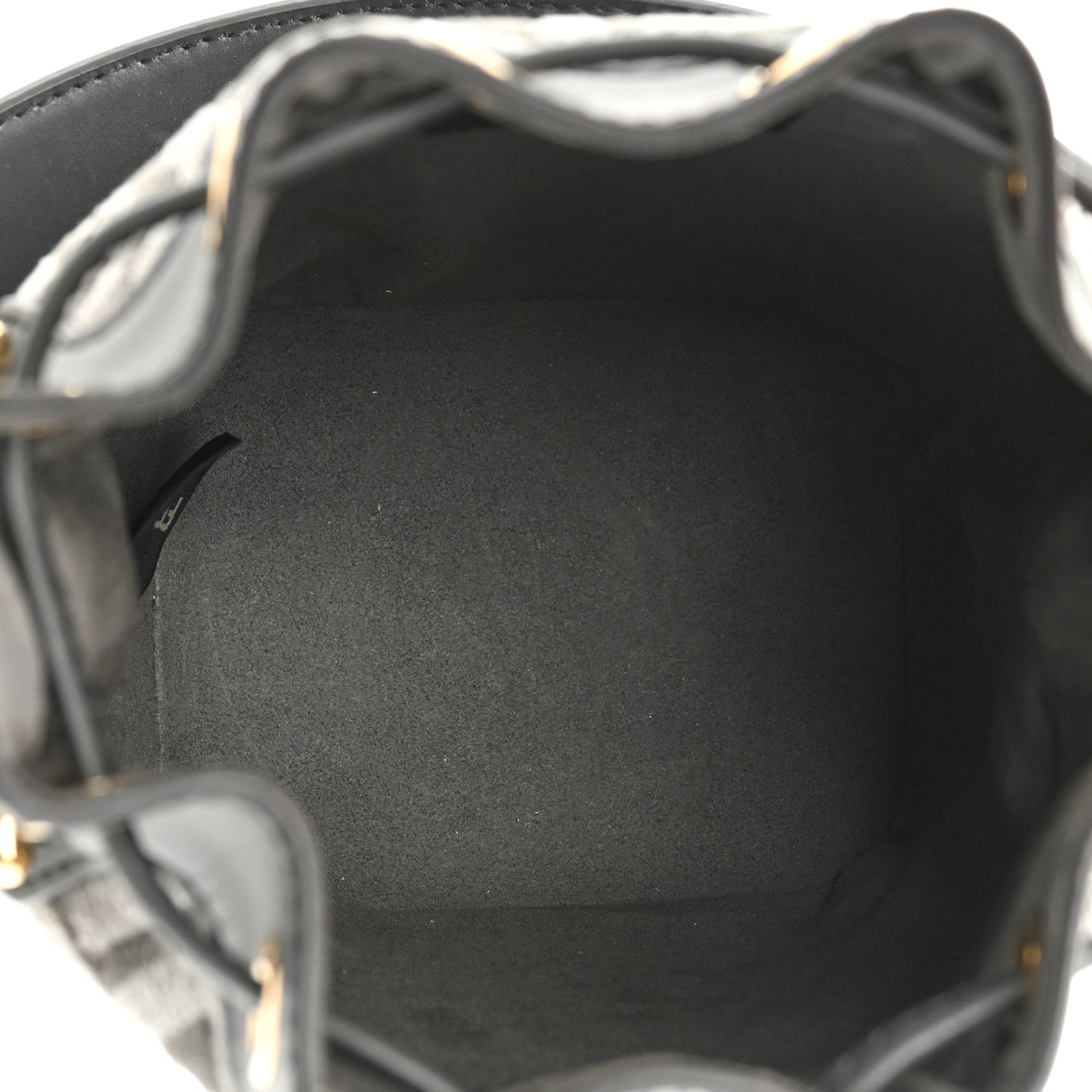 Chenille Vitello King FF Mini Mon Tresor Bucket Bag Antracite Asfalto