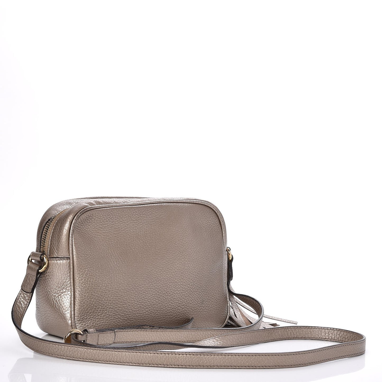 Metallic Pebbled Calfskin Small Soho Disco Bag Golden Beige