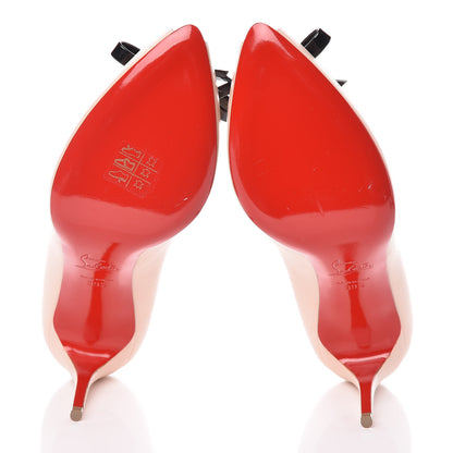 Christian Louboutin Calfskin Bow 80 Peep Toe Pumps 39.5 Nude 5 of 12