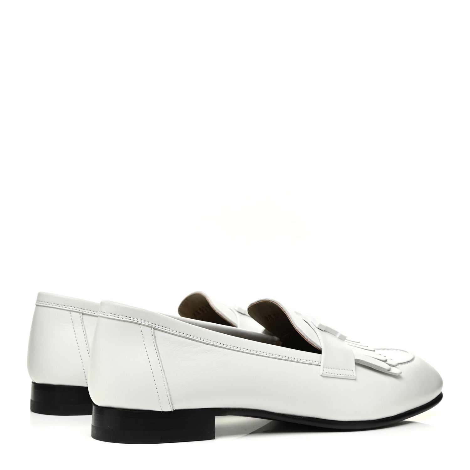 Hermes Calfskin Womens Royal Loafers 37.5 White 4 of 10