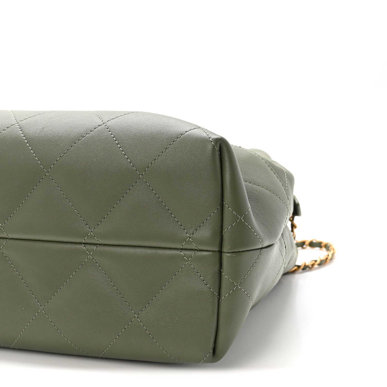 Chanel Calfskin Quilted Small Coco Base Shopping Bag Khaki 10 of 10