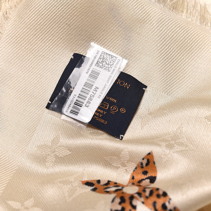 Louis Vuitton Wool Silk Monogram Giant Jungle Shawl Beige 3 of 4