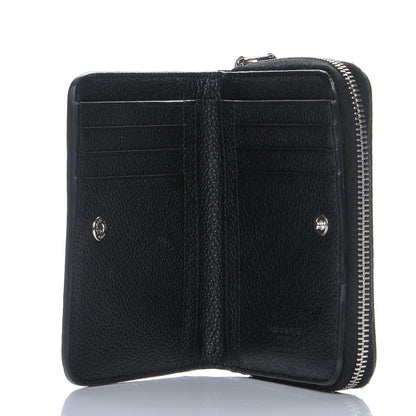 Saint Laurent Grained Calfskin Rive Gauche Compact Zip Around Wallet Black 5 of 7