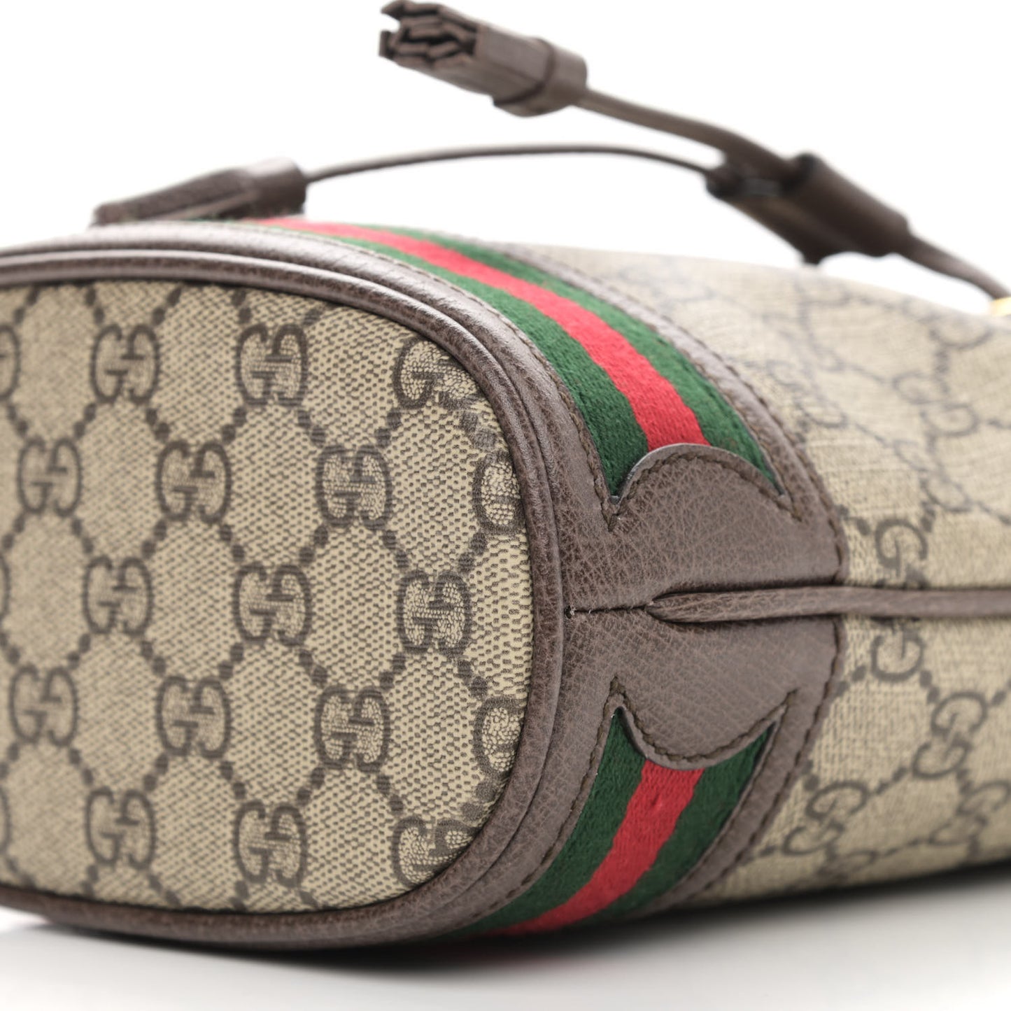 GG Supreme Monogram Web Mini Ophidia Bucket Bag Brown