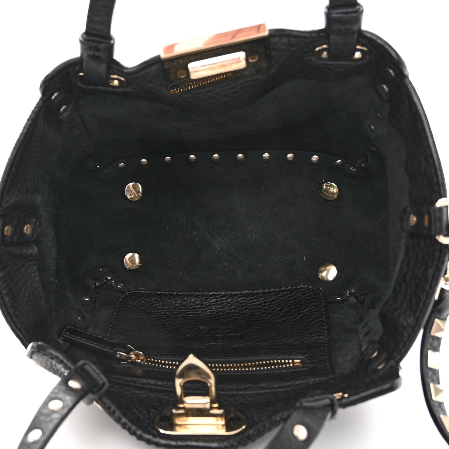 Valentino Garavani Pebbled Calfskin Mini Rockstud Tote Black 5 of 9