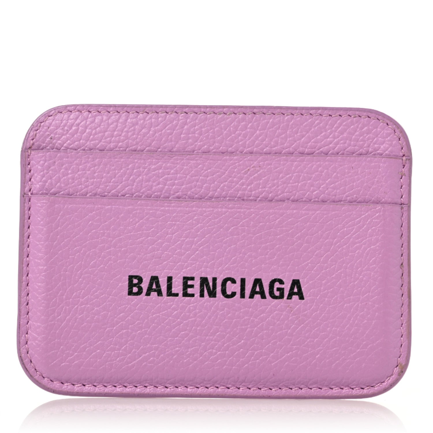 Balenciaga Grained Calfskin Logo Cash Rounded Card Holder Lilac Black 1 of 6