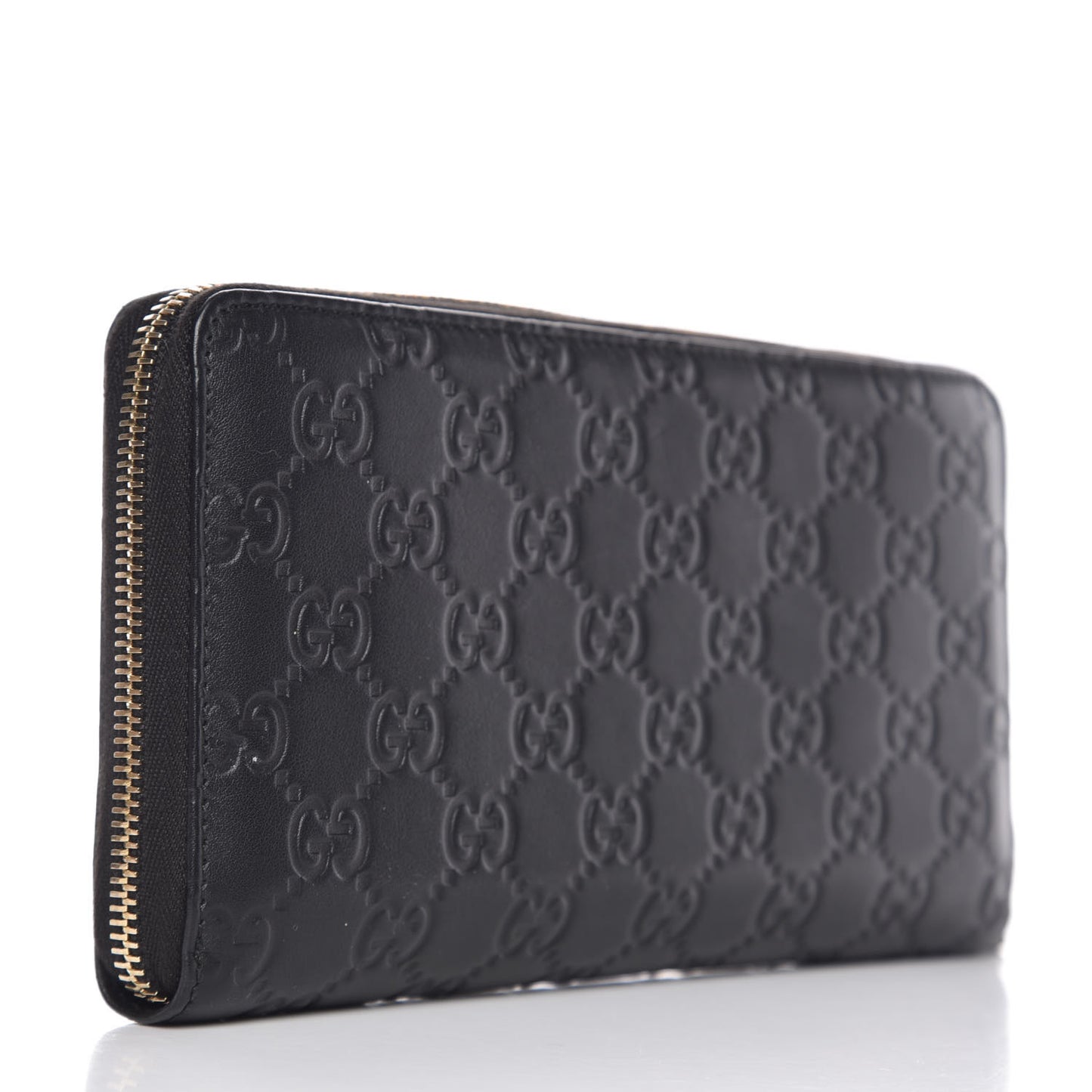 Guccissima Metal Bar Zip Around Organizer Wallet Black