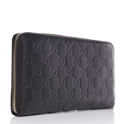 Gucci Guccissima Metal Bar Zip Around Organizer Wallet Black 3 of 13