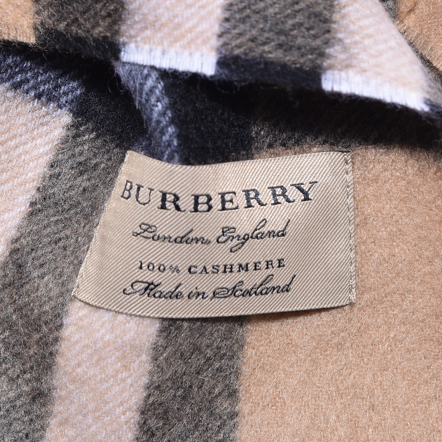 Burberry Cashmere Giant Check Fringe Scarf Camel 5 of 5
