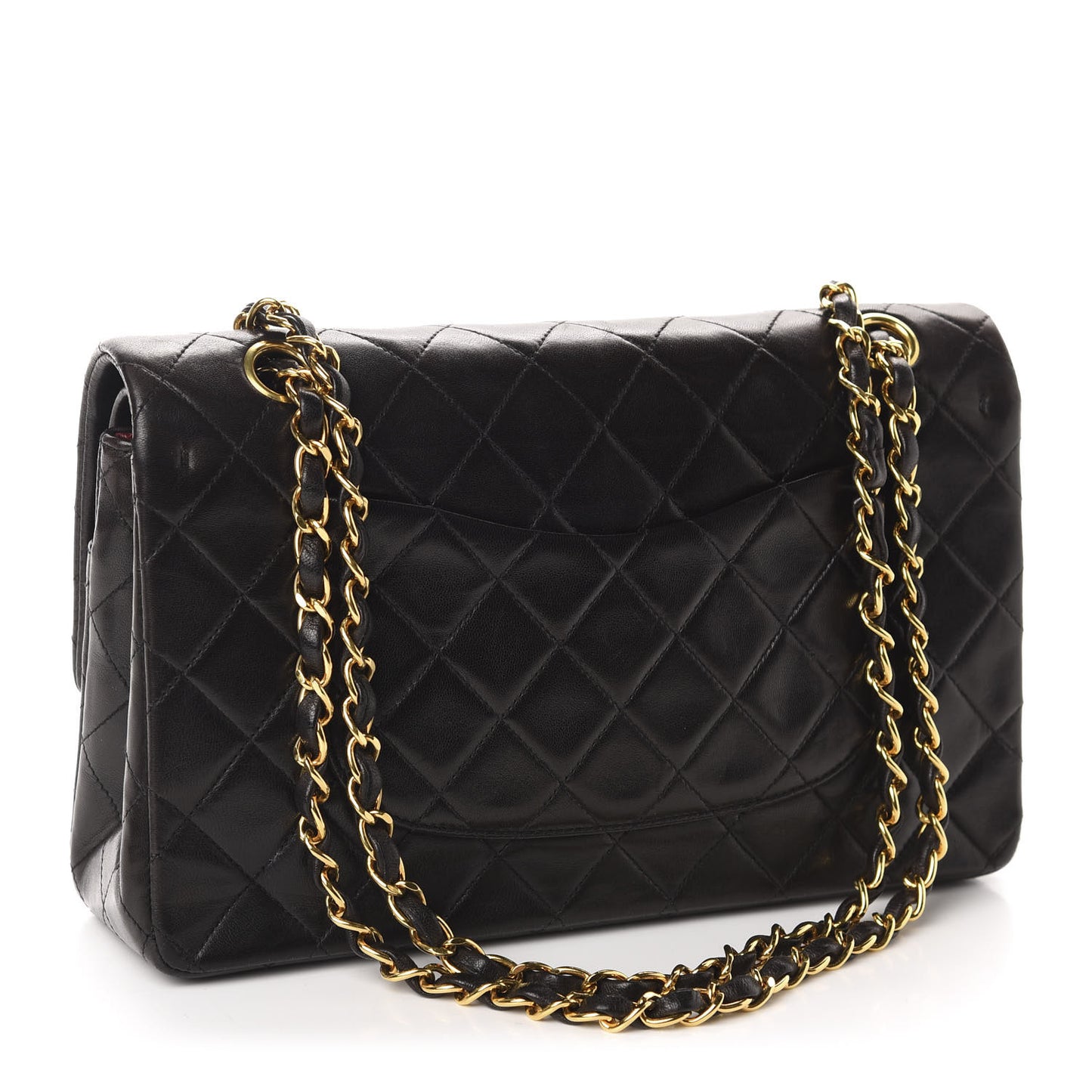 Lambskin Quilted Medium Double Flap Black
