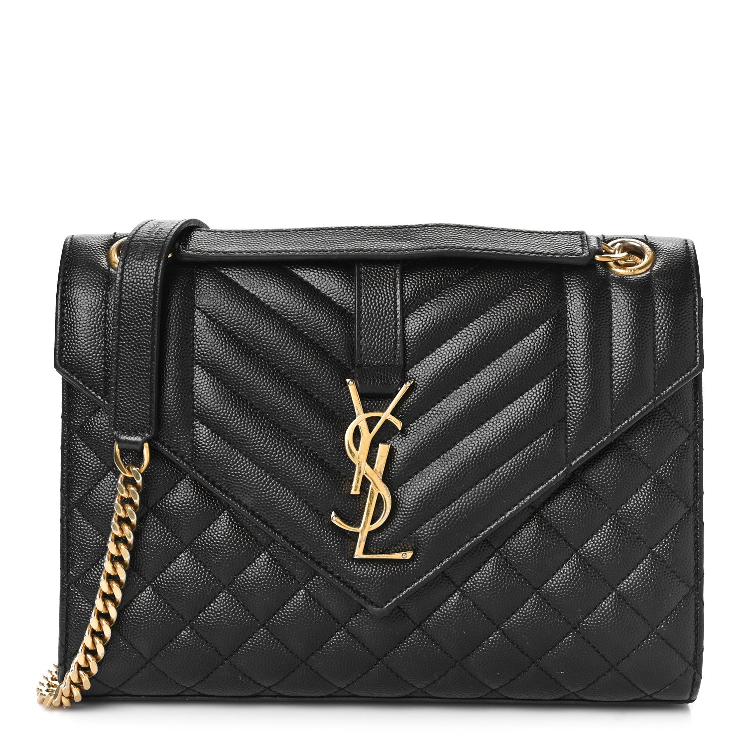 Saint Laurent Grain De Poudre Textured Mixed Matelasse Triquilt Medium Monogram Satchel Black 1 of 12