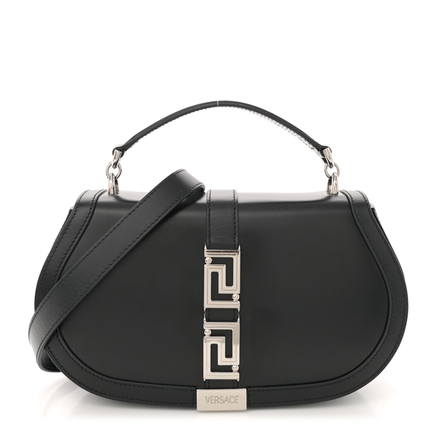 Versace Calfskin Greca Goddess Top Handle Bag Black 1 of 11