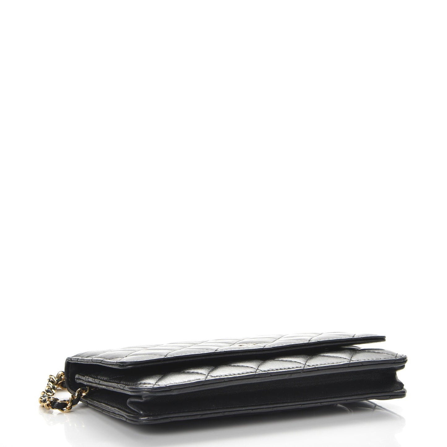 Lambskin Quilted Wallet On Chain WOC Black