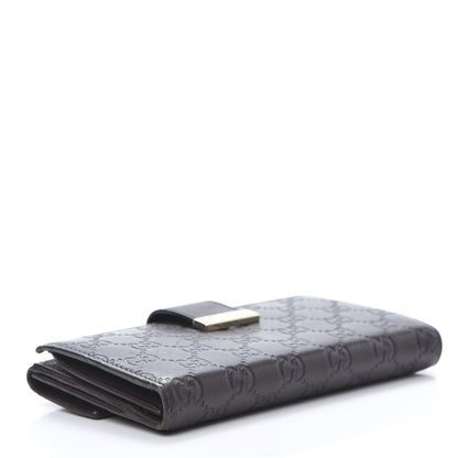 Gucci Guccissima Margaux Calfskin Icon Bar Continental Flap Wallet Chocolate 4 of 10