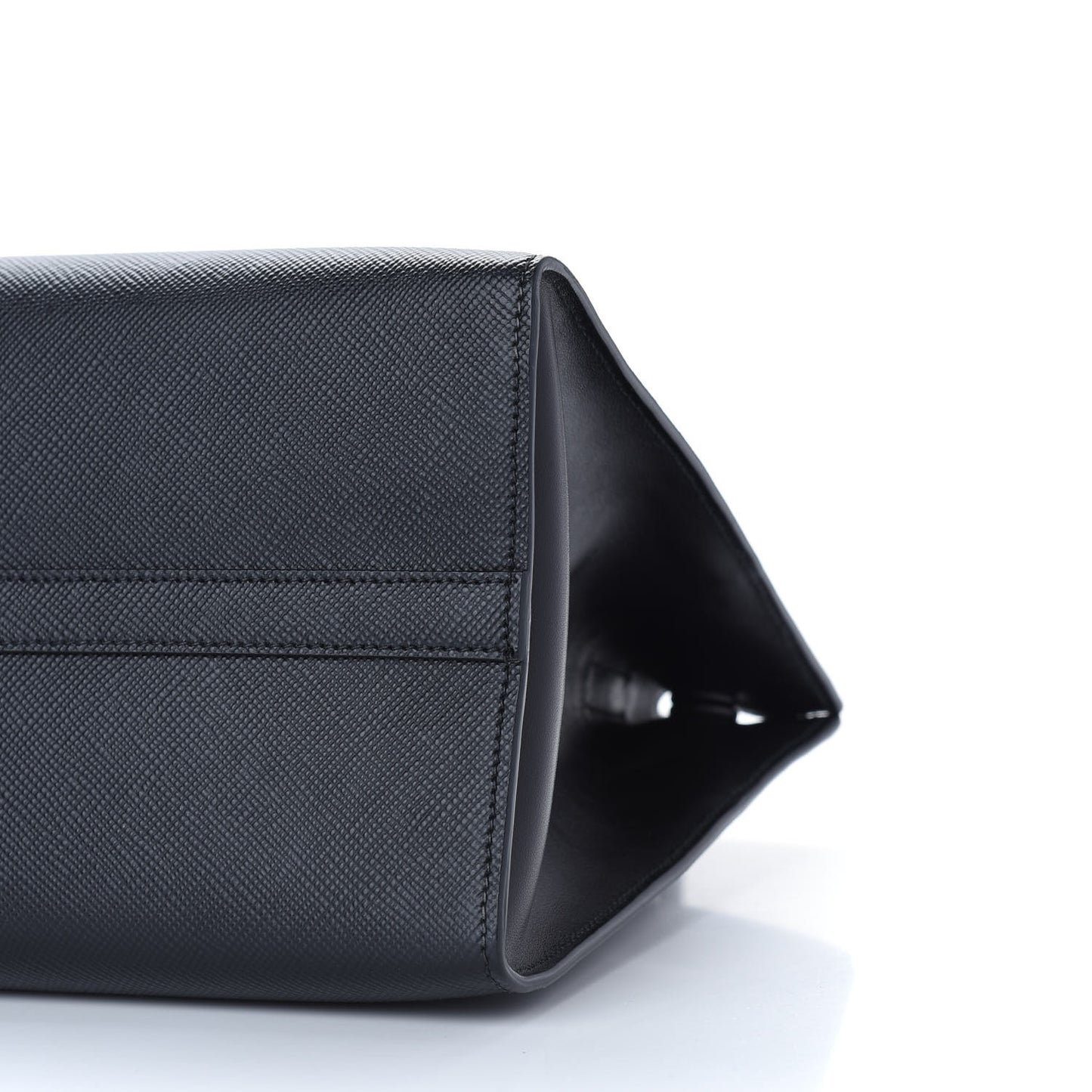 Saffiano Cuir Calfskin Small Monochrome Top Handle Tote Black