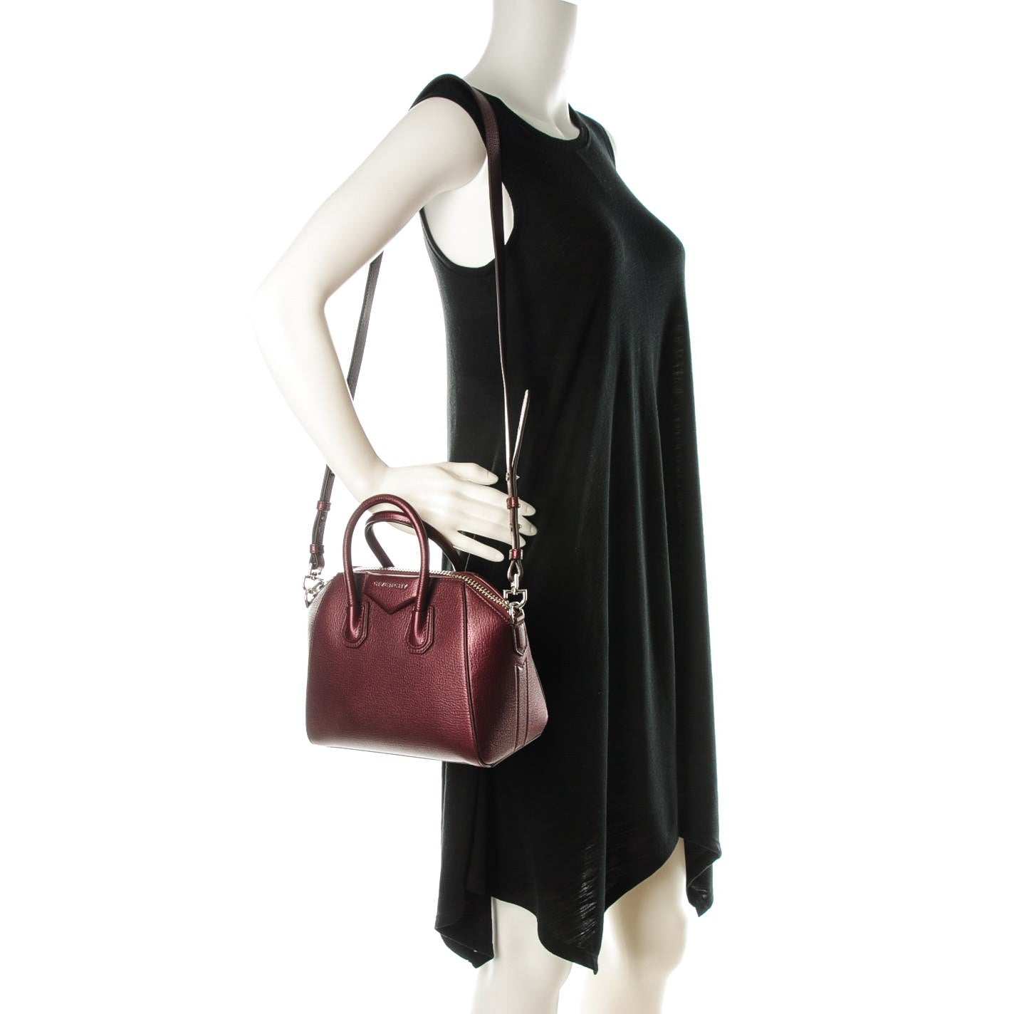 Givenchy Metallic Sugar Goatskin Mini Antigona Oxblood 2 of 7