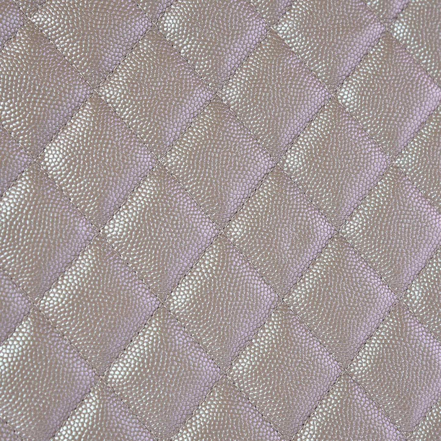 Iridescent Caviar Quilted Medium Cosmetic Case Beige