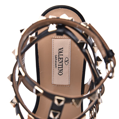 Valentino Garavani Calfskin Rockstud Ankle Wrap Flat Thong Sandals 36 Black 6 of 8