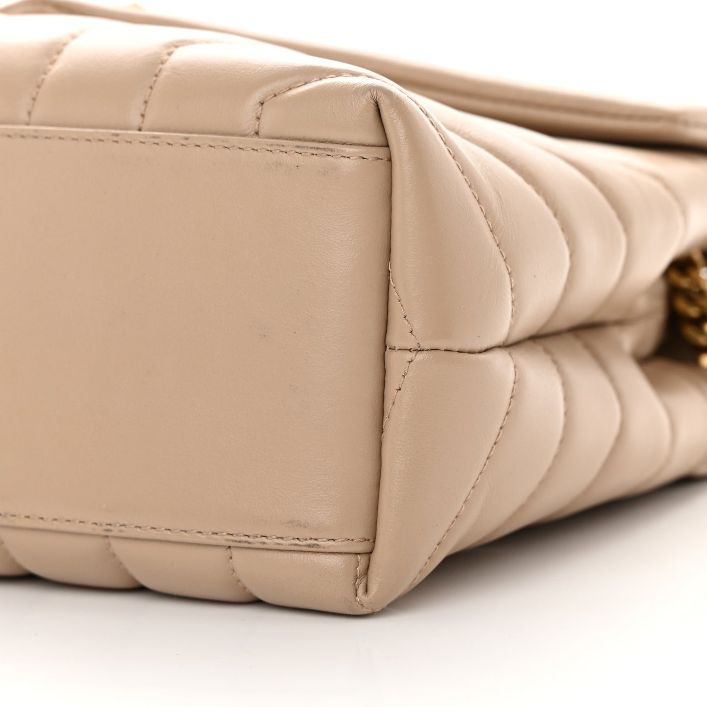 Calfskin Y Quilted Monogram Small Loulou Chain Satchel Dark Beige