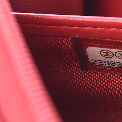 Chanel Lambskin Chevron Quilted Zip Around Boy Wallet Red 8 of 14
