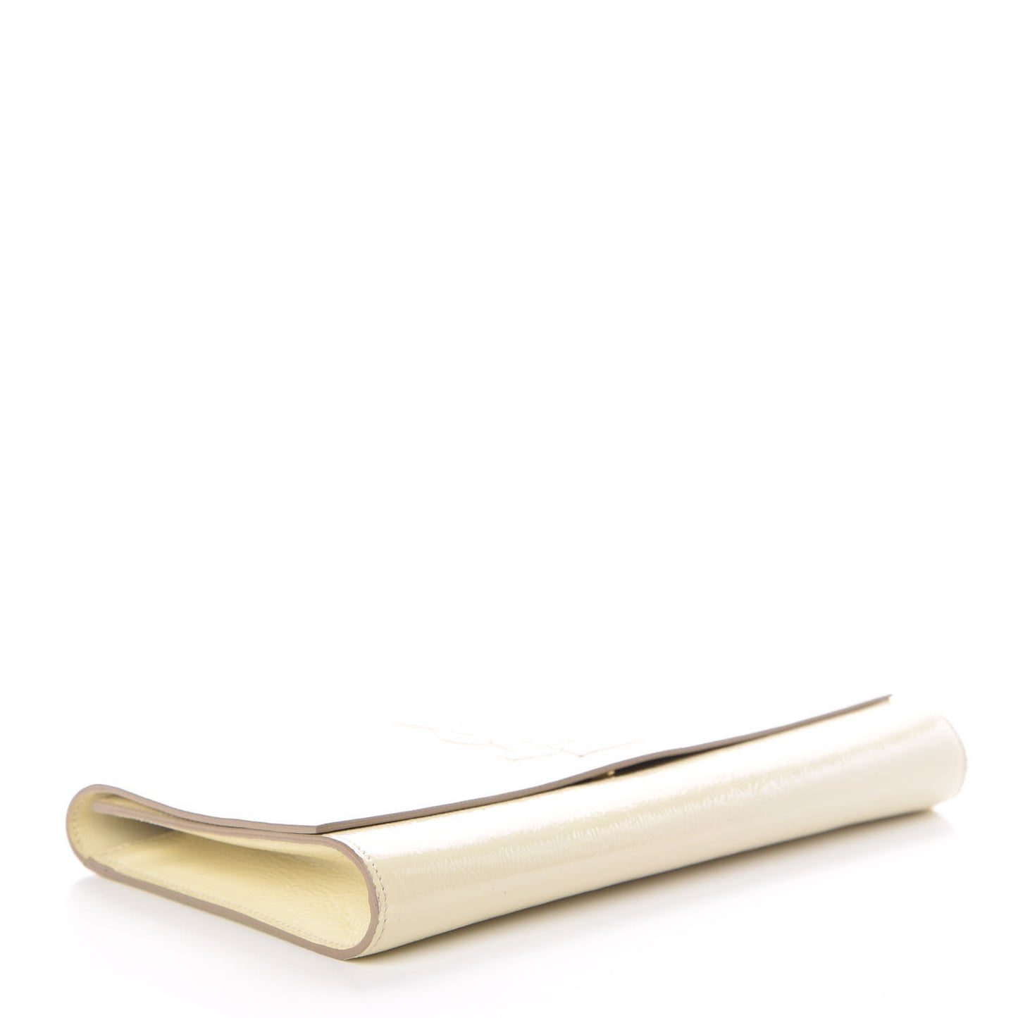 Textured Patent Calfskin Large Belle De Jour Clutch Ivory