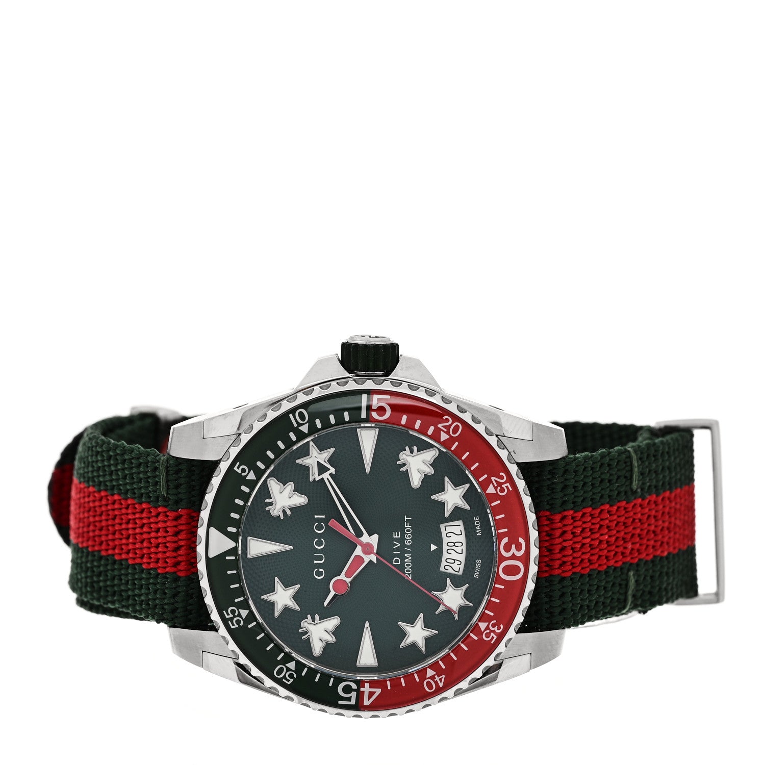 Gucci Stainless Steel Nylon 40mm Dive Quartz Watch Green 2 of 5