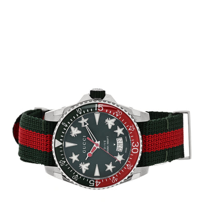 Gucci Stainless Steel Nylon 40mm Dive Quartz Watch Green 2 of 5