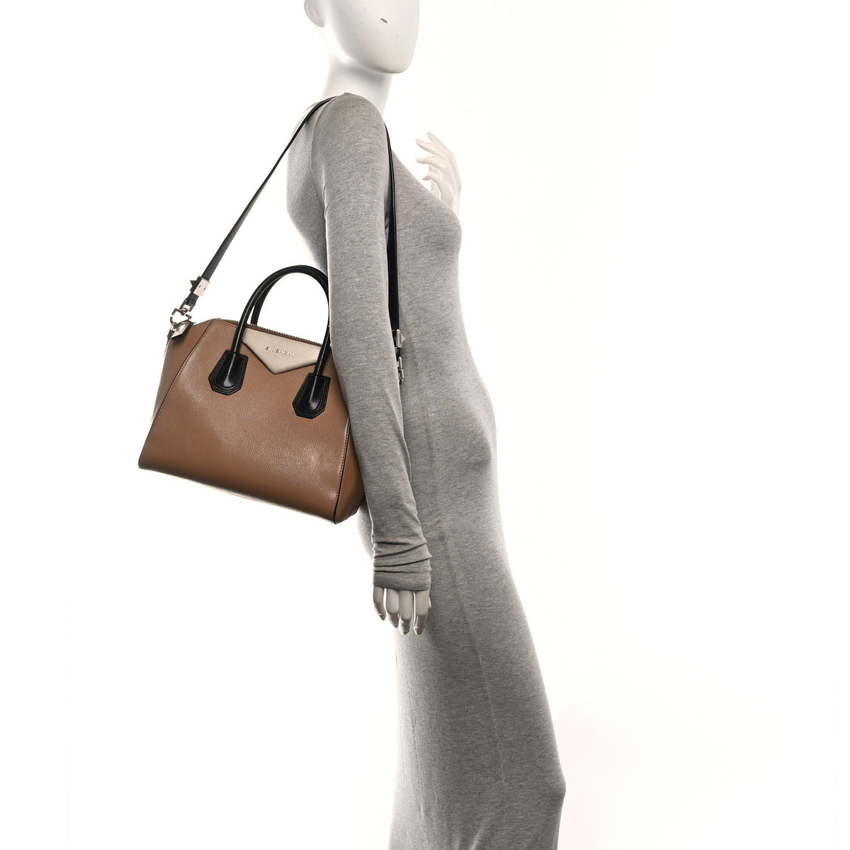 Givenchy Sugar Goatskin Small Tri-Color Antigona Beige Black Brown 2 of 10