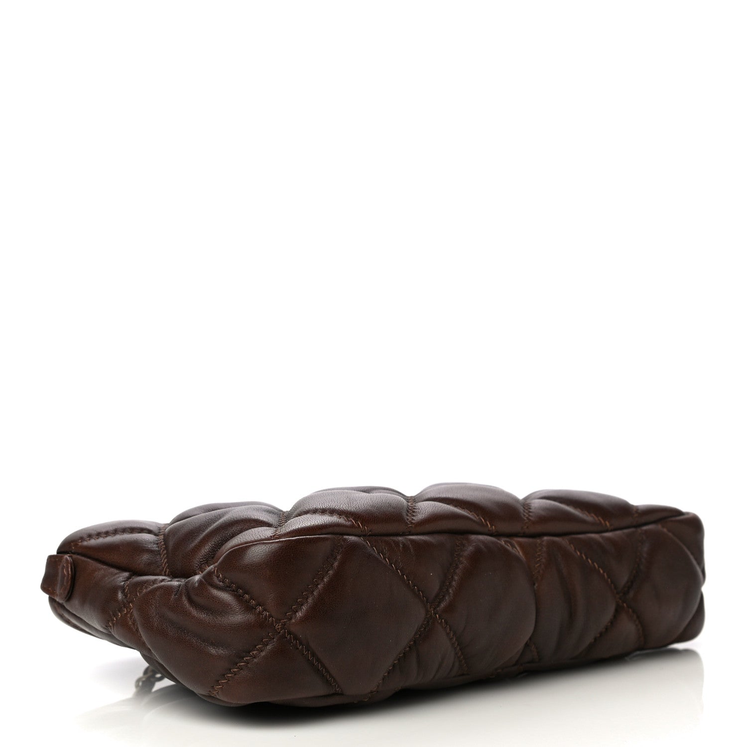 Chanel Lambskin Bubble Quilt Pochette Brown 4 of 16