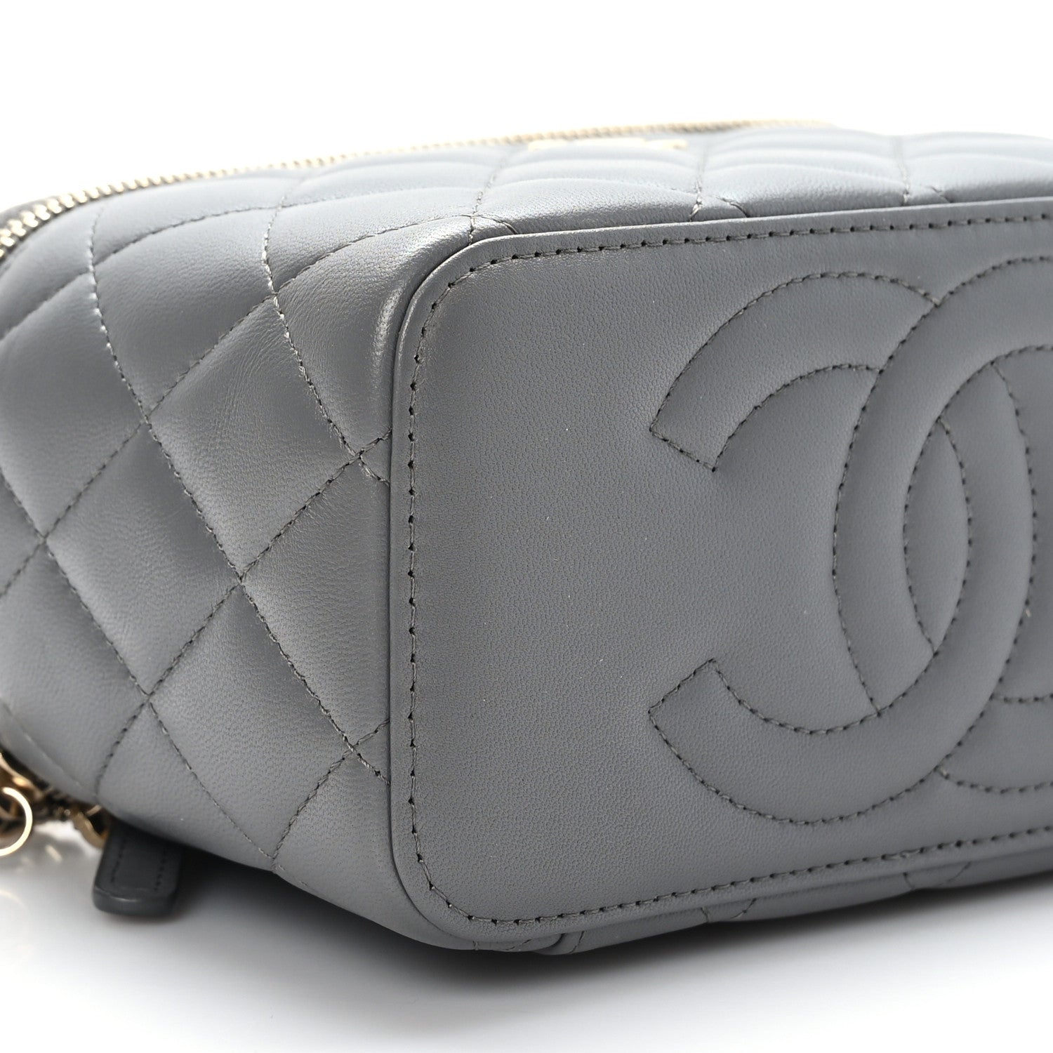 Chanel Lambskin Quilted Small Top Handle Vanity Case With Chain Dark Grey 10 of 12