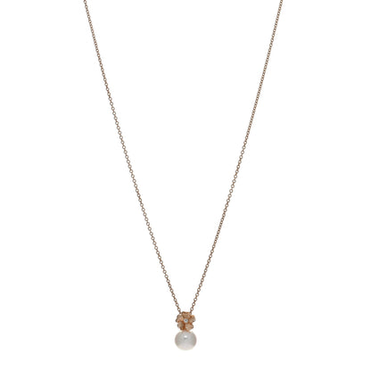 Mikimoto 18K Rose Gold Diamond Akoya Pearl Cherry Blossom Pendant Necklace 1 of 5
