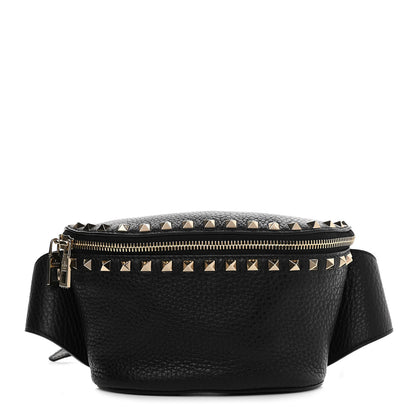Valentino Garavani Grainy Calfskin Rockstud Belt Bag Black 1 of 9