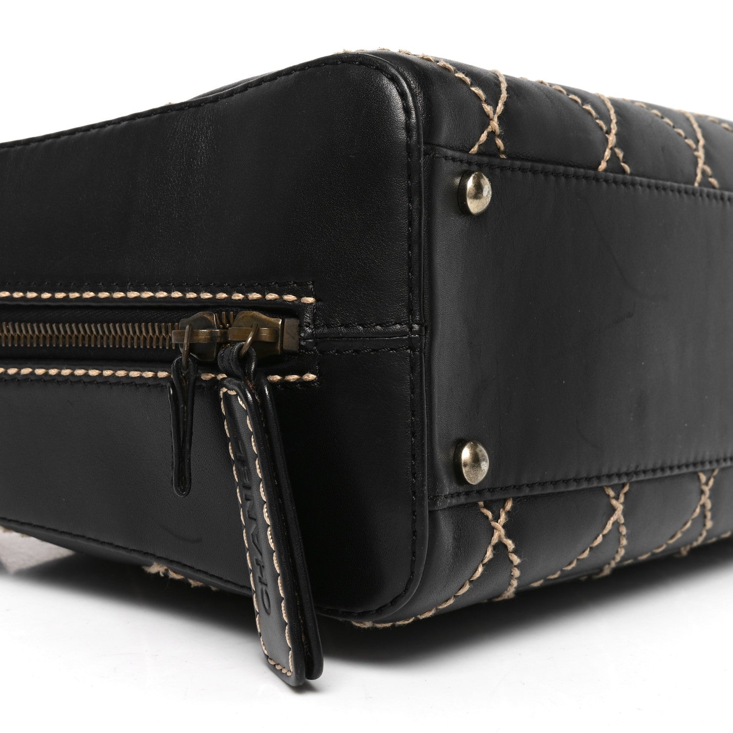 Chanel Calfskin Wild Stitch Top Handle Bag Black 9 of 10