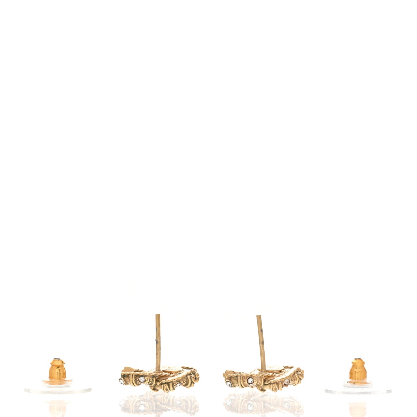 Crystal Mini Twist CC Earrings Gold