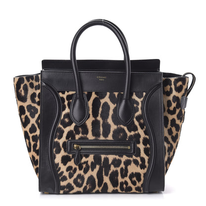 Celine Leopard Pony Hair Mini Luggage Brown 1 of 9