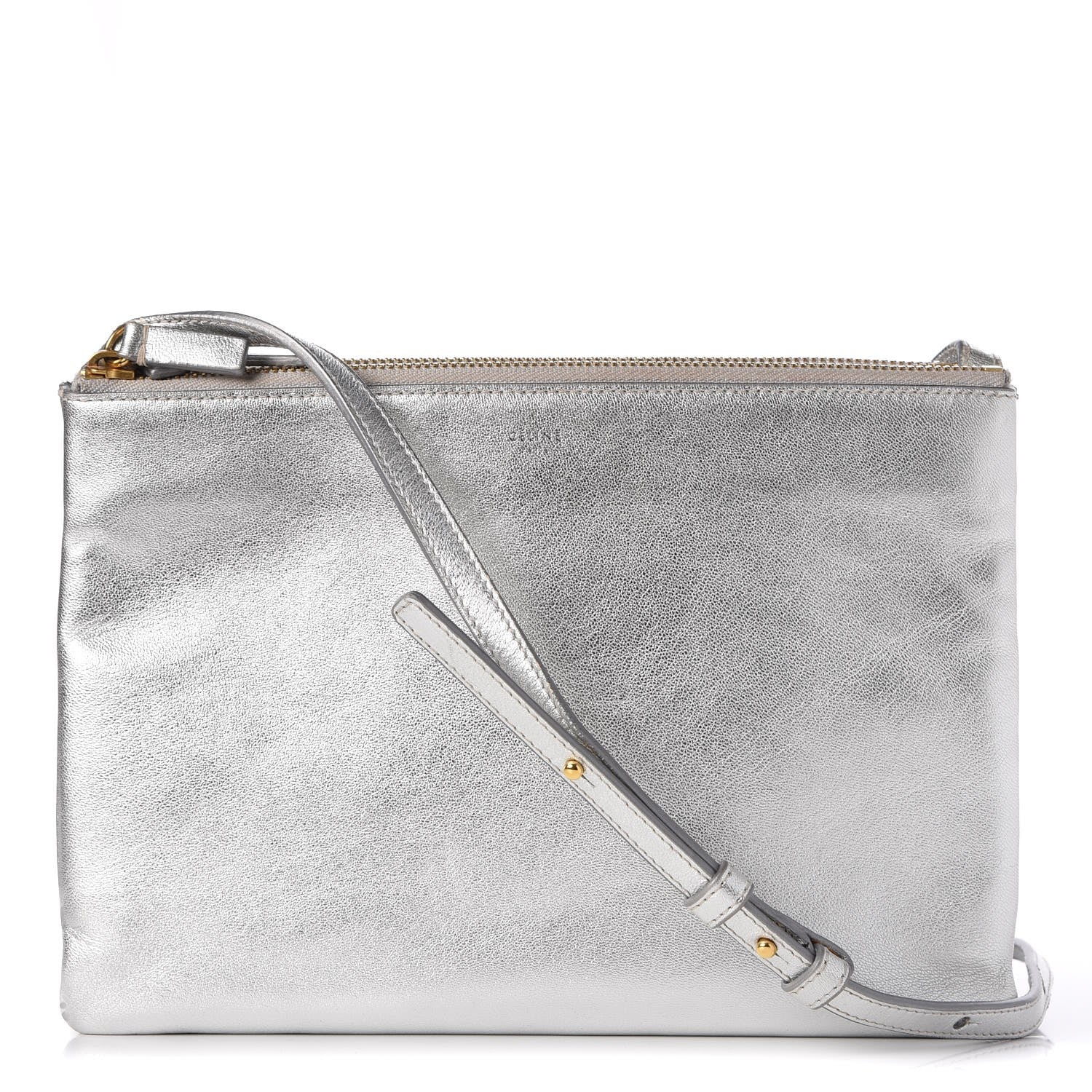 Celine Metallic Lambskin Large Trio Crossbody Bag Silver 1 of 11