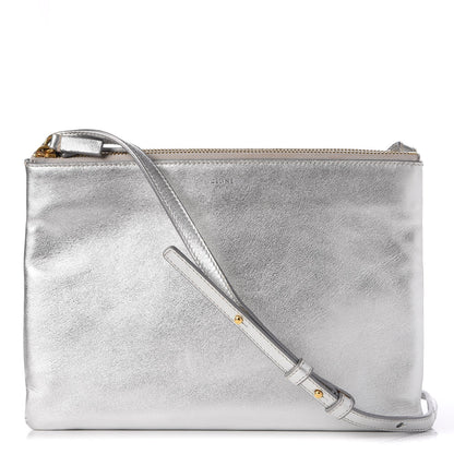 Celine Metallic Lambskin Large Trio Crossbody Bag Silver 1 of 11