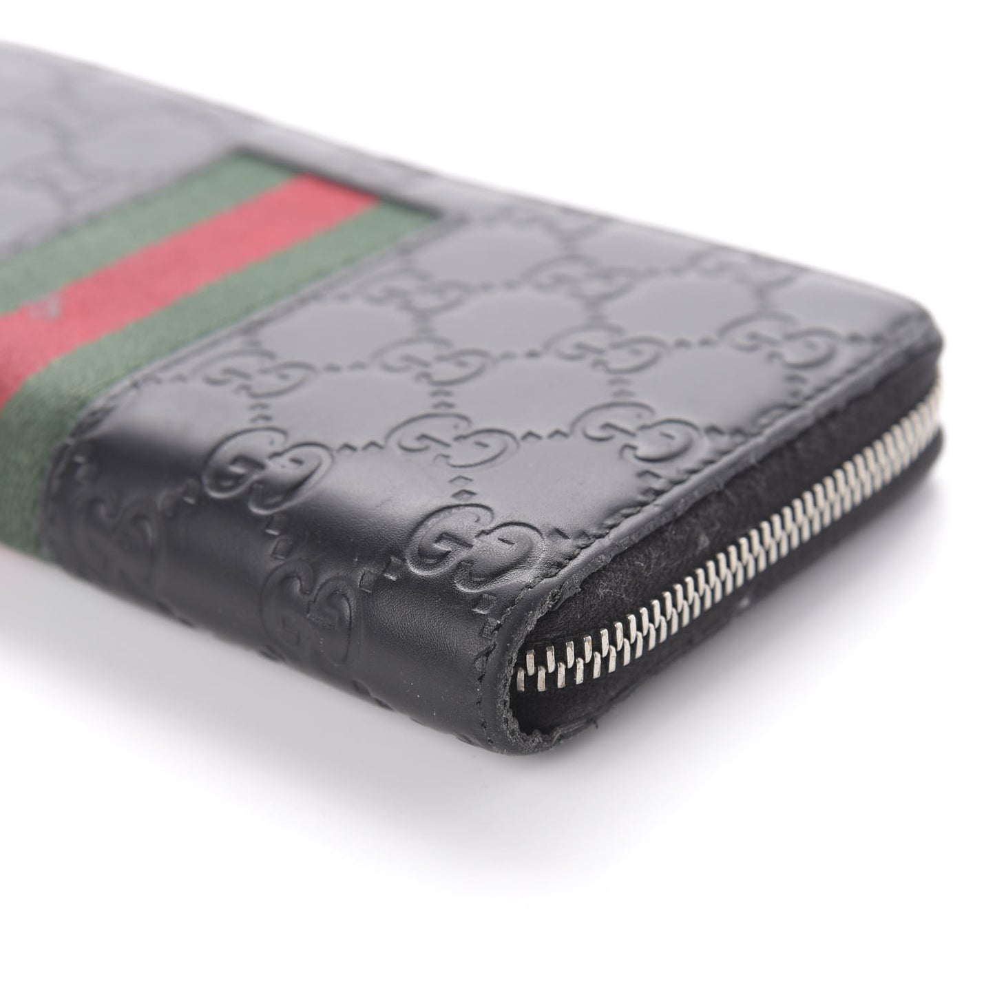 Guccissima Web Zip Around Wallet Black