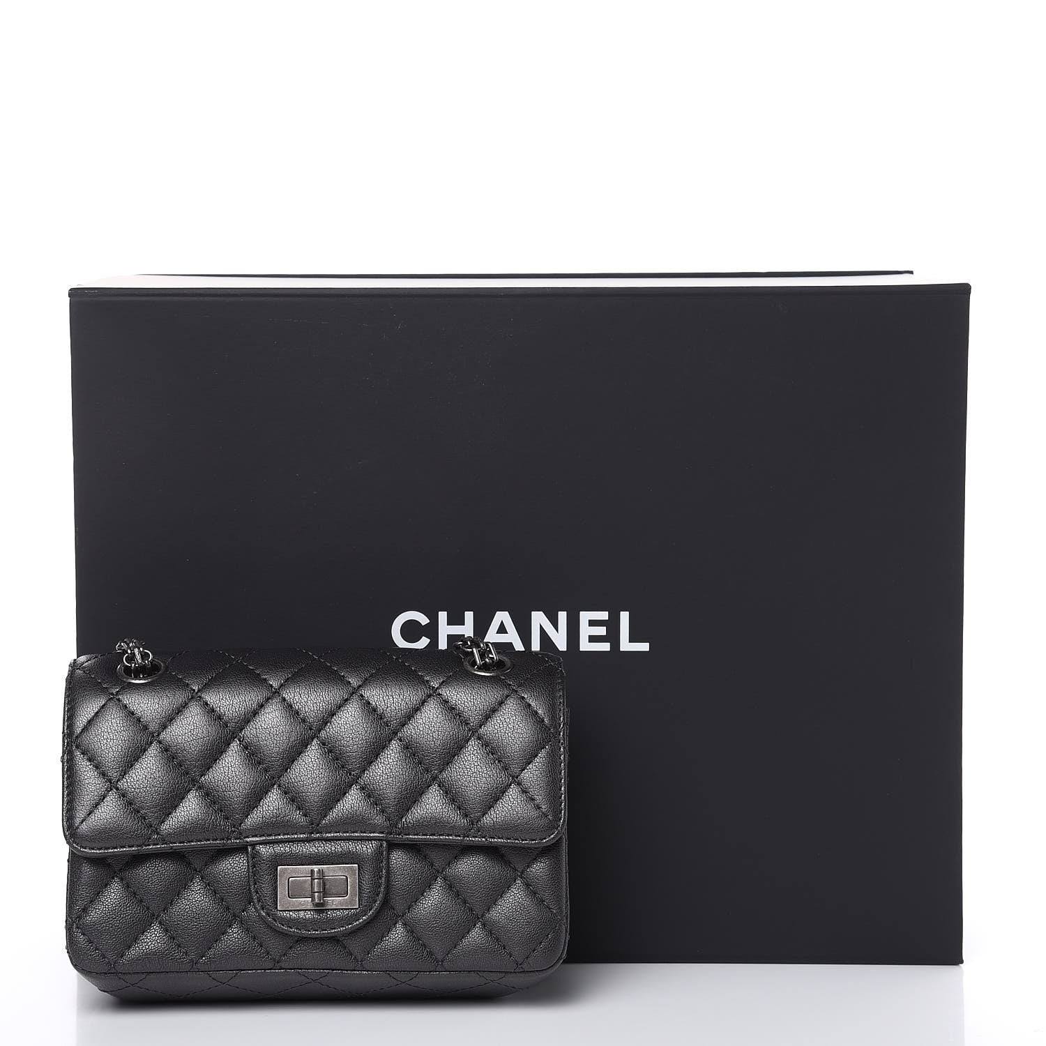Chanel Sheepskin Quilted 2.55 Reissue Mini Flap Dark Grey 10 of 10