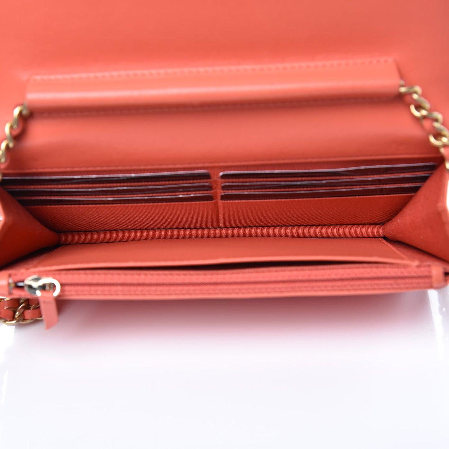 Lambskin Quilted Boy Wallet On Chain WOC Orange