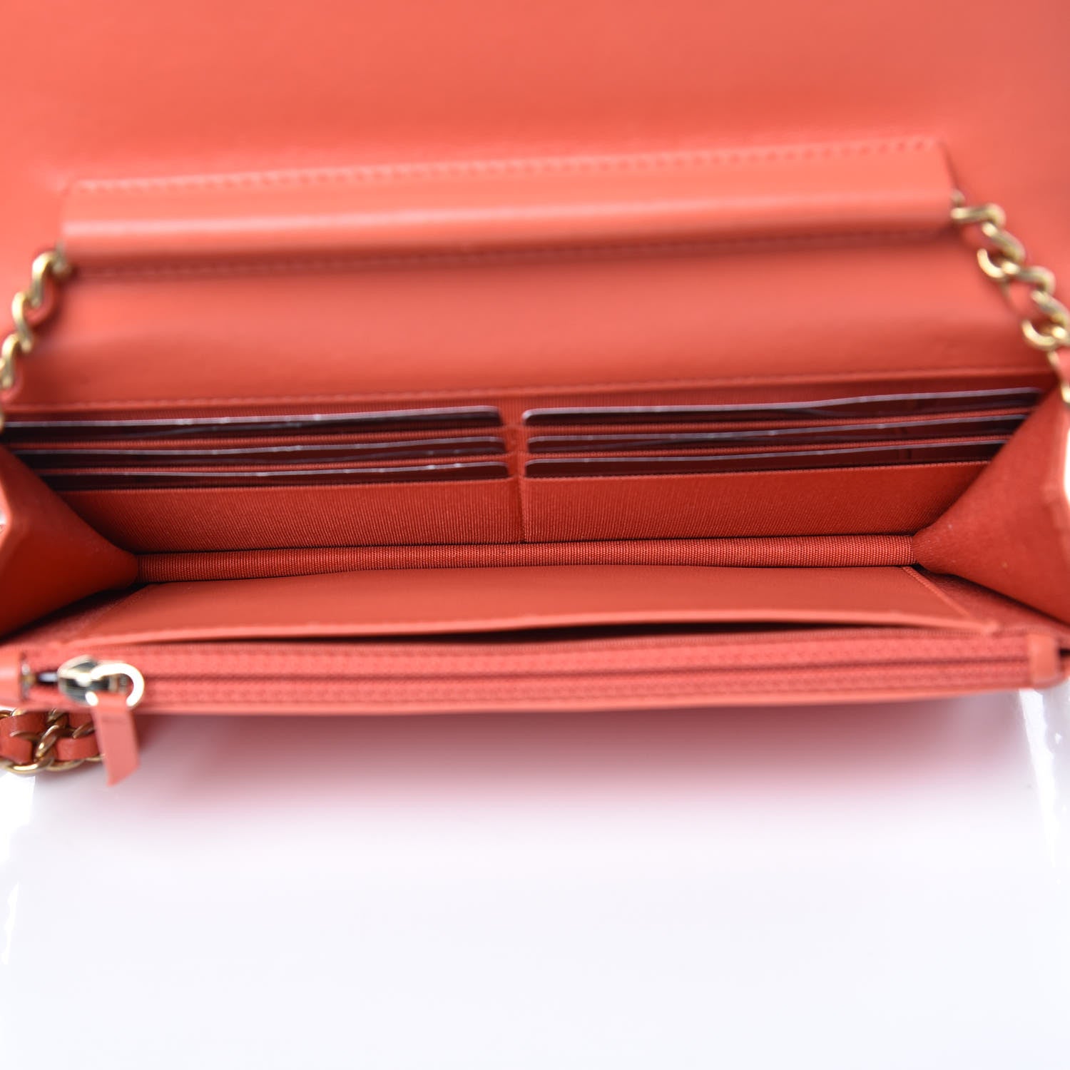 Chanel Lambskin Quilted Boy Wallet On Chain WOC Orange 5 of 11