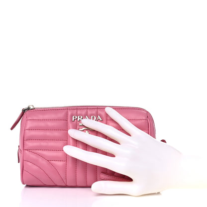 Prada Soft Calfskin Impunture Diagramme Wristlet Pouch Begonia 2 of 11